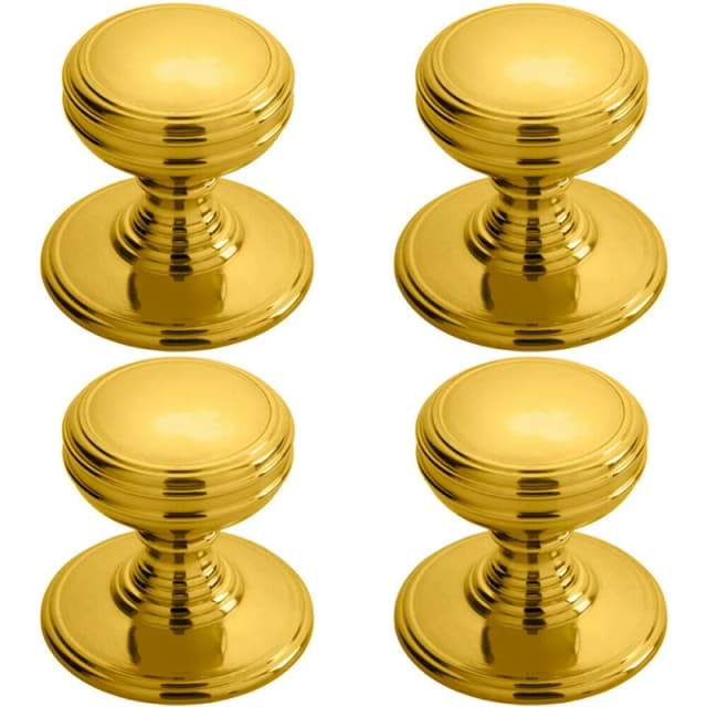 Loops 4x Ringed Tiered Cupboard Door Knob 38mm Diameter Polished Brass Cabinet Handle Metallics unisex