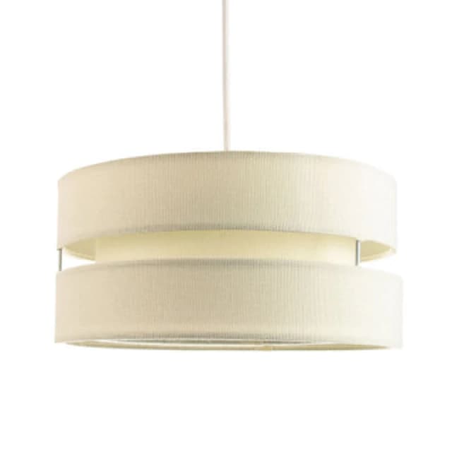 Happy Homewares Contemporary Quality Cream Linen Fabric Triple Tier Ceiling Pendant Light Shade