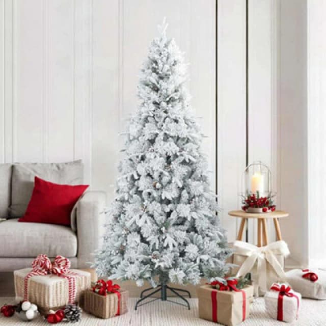 Vidaxl Artificial Hinged Christmas Tree Snow Flocked White 180 Cm