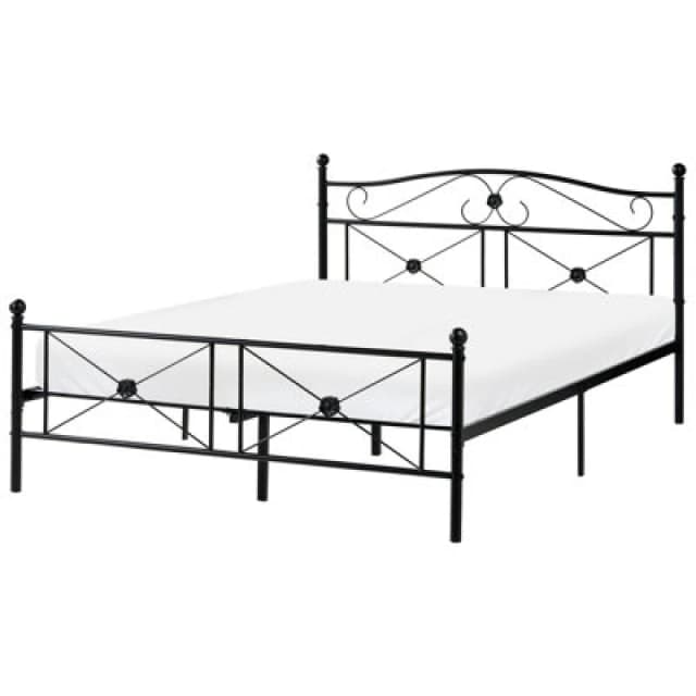 Beliani Bed Metal Rodez 140 X 200 Cm (Eu Double) Black