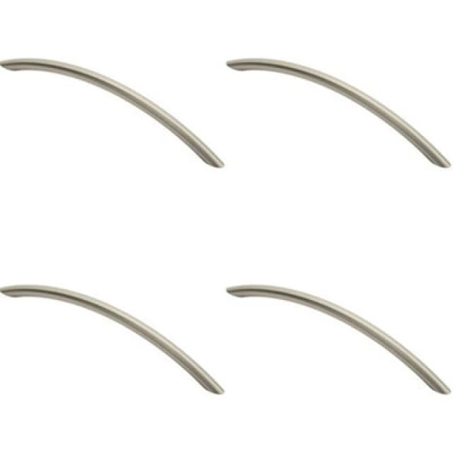 Loops 4x Curved Bow Cabinet Pull Handle 226 x 10mm 192mm Fixing Centers Satin Nickel Metallics unisex