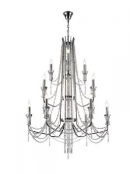 3 Tier Ceiling Chandelier Pendant E14 Polished Chrome, Crystal