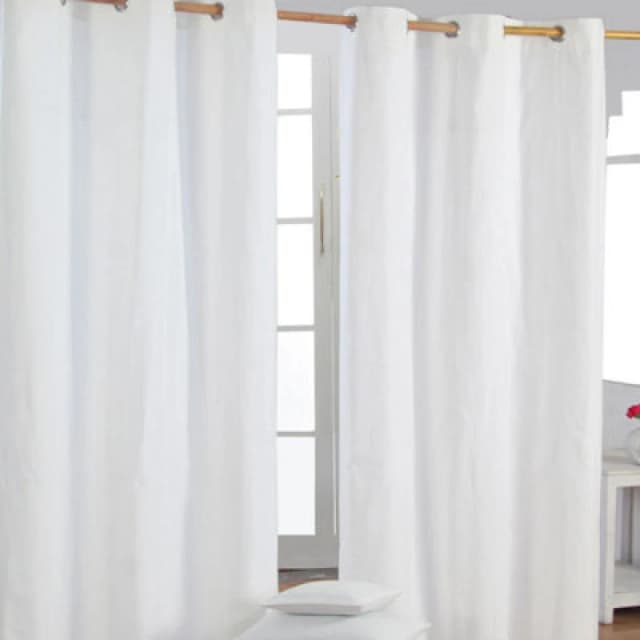 Homescapes Plain Off White Cotton Eyelet Curtains 117 X 137 Cm