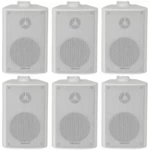 6x 70W 2 Way White Wall Mounted Stereo Speakers 4 8Ohm Compact Background Music