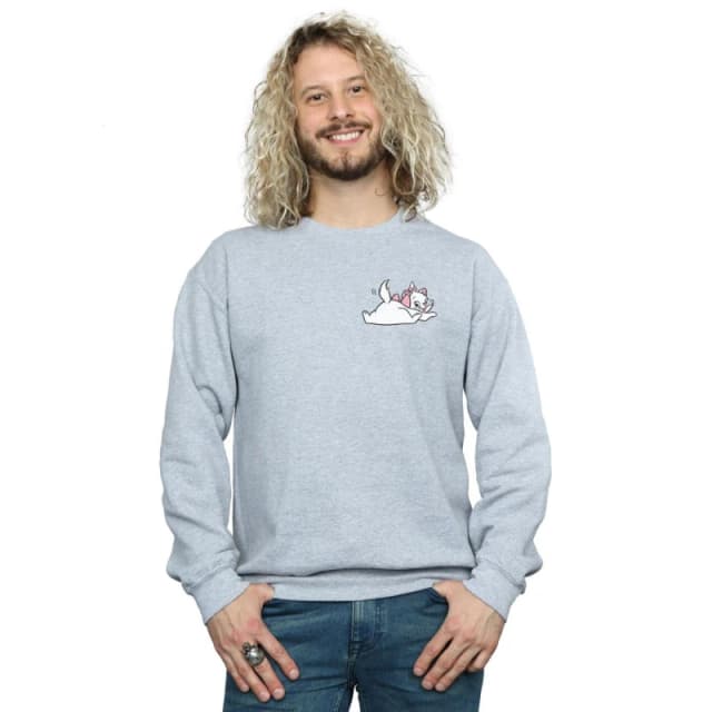 Disney Men Aristocats Marie Sweet Backside Breast Print Sweatshirt in Grey Size: Small Grey S Male 5059114674763