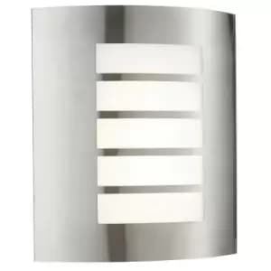IP44 Outdoor Wall Light Brushed Steel & Diffuser 7W Warm White LED Porch Lamp