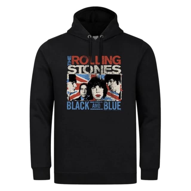 Amplified Mens Union Jack The Rolling Stones Relaxed Fit Hoodie in Black Size: XS Black Male XS