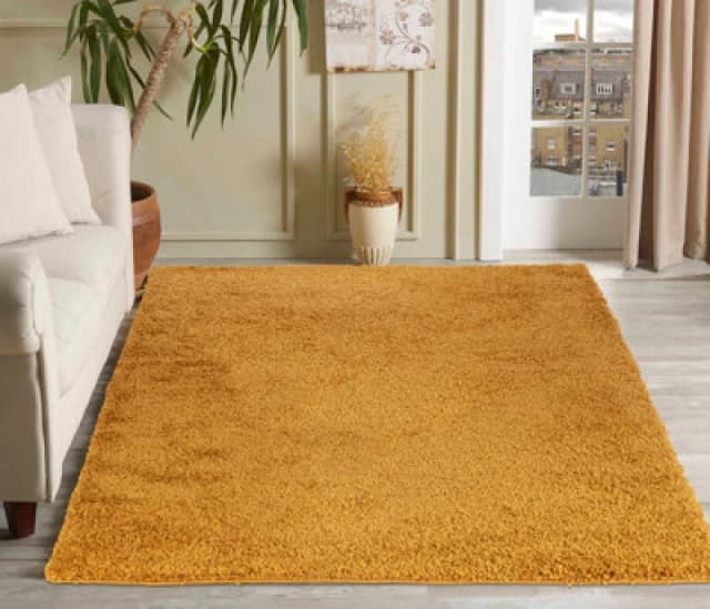 Desire Rugs Plain Living Room Shaggy Area Rugs Gold 80X150 Cm