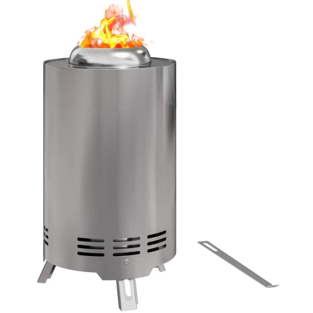 Outsunny Stainless Steel Smokeless Wood Burning Firepit Garden Fire Pit - Silver TJ Hughes 5063603481954