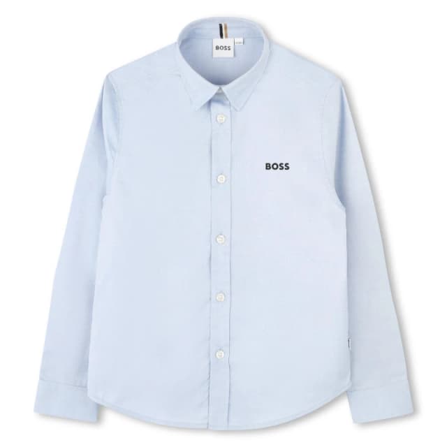 Boss Kids Long Sleeve Plain Shirt Pale Blue male 4 Yrs