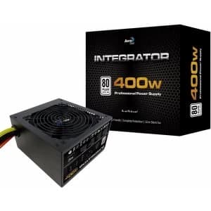 Aerocool Integrator 400W PSU 80 Plus 12cm Black Fan Active PFC TW Caps UK Lead
