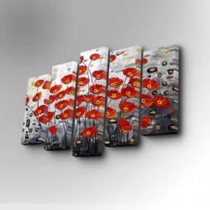 5PUC-085 Multicolor Decorative Canvas Painting (5 Pieces)