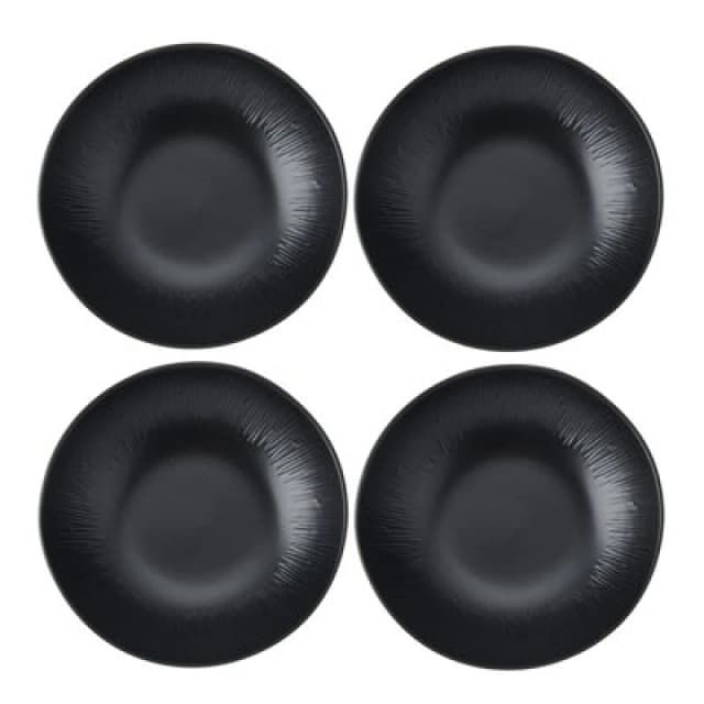 Mikasa Jardin Midnight 4 Piece Stoneware Pasta Bowl Set, Black Black