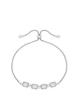 Jon Richard Rhodium Plated Fine Baguette Toggle Bracelet