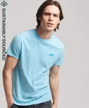 Superdry Mens Organic Cotton Vintage Logo Embroidered T-Shirt Yellow / Turquoise Sea Grit - Size: L