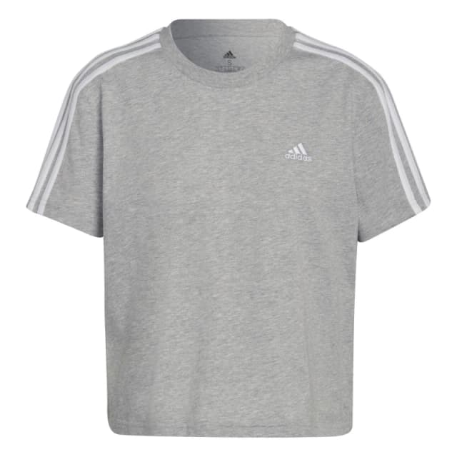 adidas 3S Crop T Shirt Womens - Grey Grey 2XS