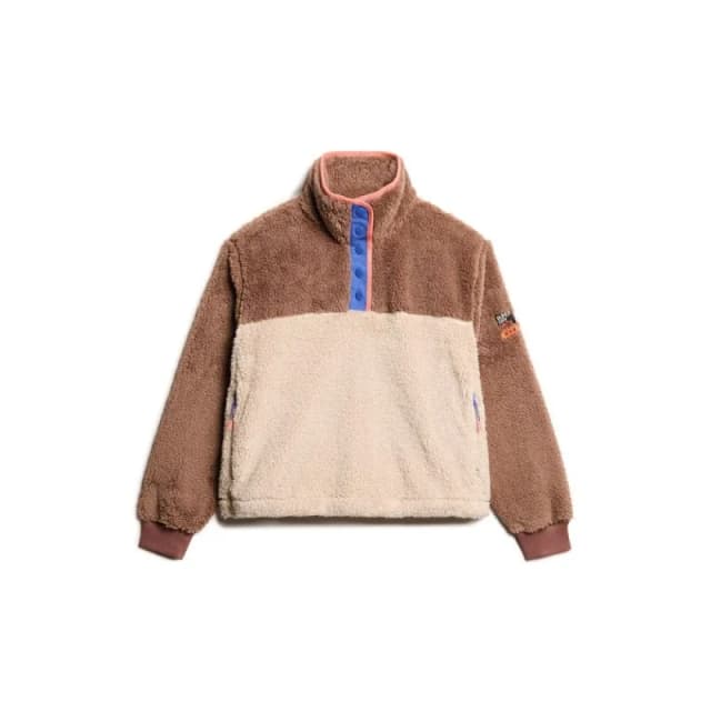 Superdry Grandad Collar Sweatshirt with Press Stud Fastening beige/brown Women 16;14;12;10;8