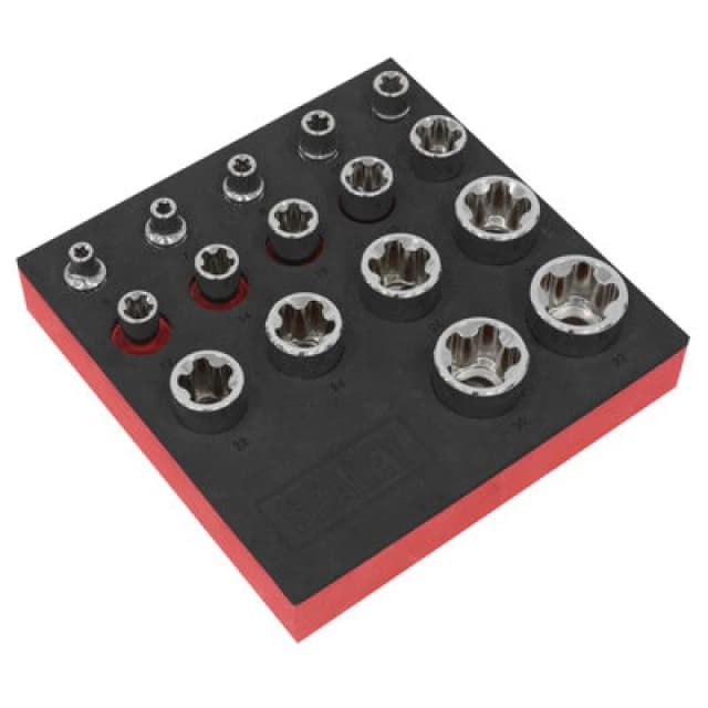 Sealey 16 Piece Combination Drive TRX P EPR Socket Set Combination SX096