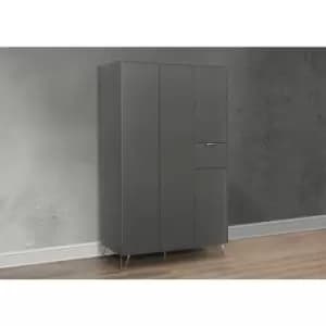 Birlea Arlo Matte Grey 4 Door Wardrobe Gold Handles & Hair Pin Legs