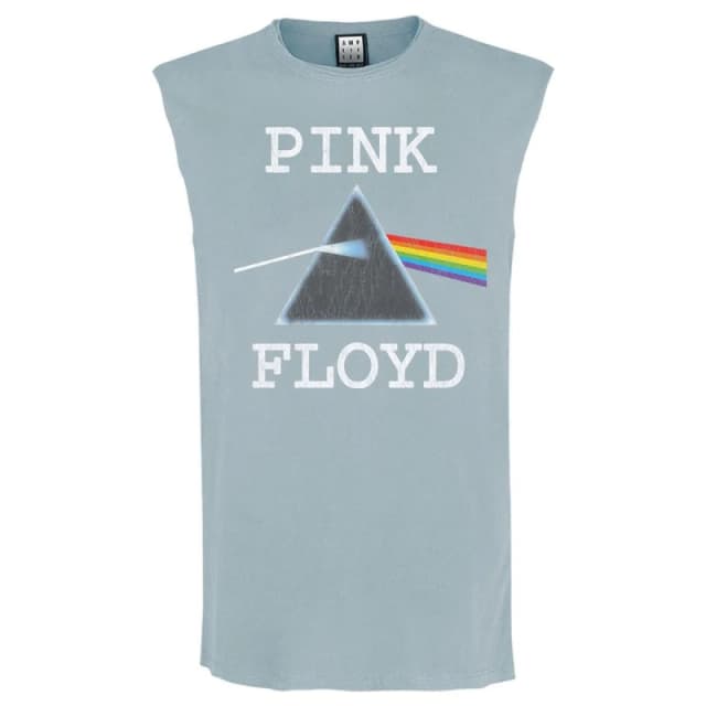 Amplified Amplified Men Dark Side Of The Moon Pink Floyd Sleeveless Tank Top in Pale Blue Size: Medium Pale Blue M Male 5063527631565