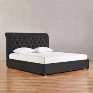 Kelist Upholstered Beds - Plush Velvet, Double Size Frame, Black - Black