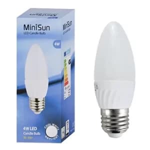 2 x 4W ES E27 Cool White LED Frosted Candle Bulbs
