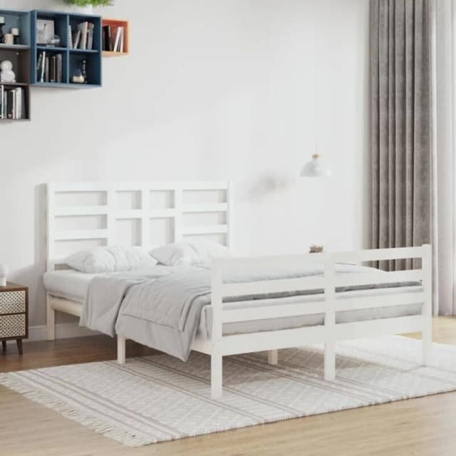 VIDAXL Bed Frame without Mattress White Solid Wood 140x200cm Vidaxl 8720287046035