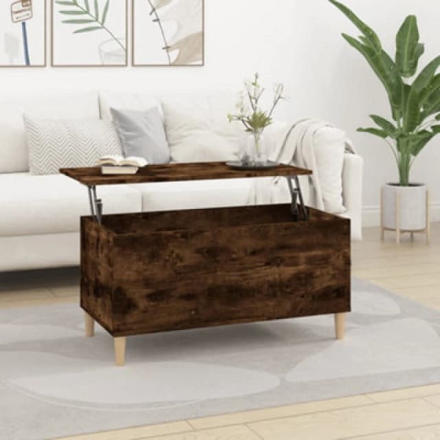 Vidaxl Coffee Table Smoked Oak 90X44.5X45cm Engineered Wood, Brown 819585