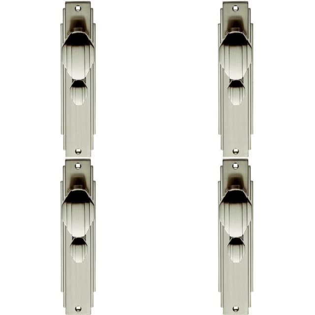 Loops 4x PAIR Line Detailed Door Knob on Bathroom Backplate 205 x 45mm Satin Nickel Metallics