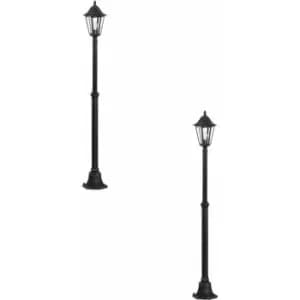 2 pack IP44 Outdoor Bollard Light Black & Silver Lantern 2000mm Post 60W E27