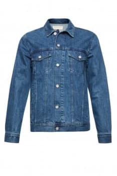 Mens French Connection Bleached Denim Jacket Blue