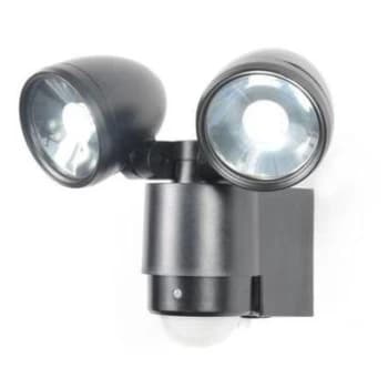 Forum Lighting 3W Zinc Sirocco 2 Twinspot Floodlight LED with PIR Black 6000K - ZN-23454-BLK