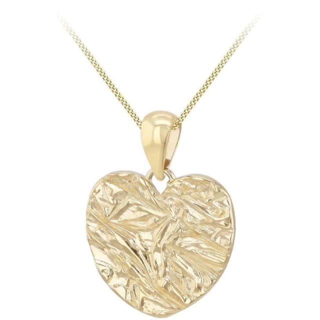 Be You 9ct Gold Textured Heart Necklace Yellow Gold female 18in