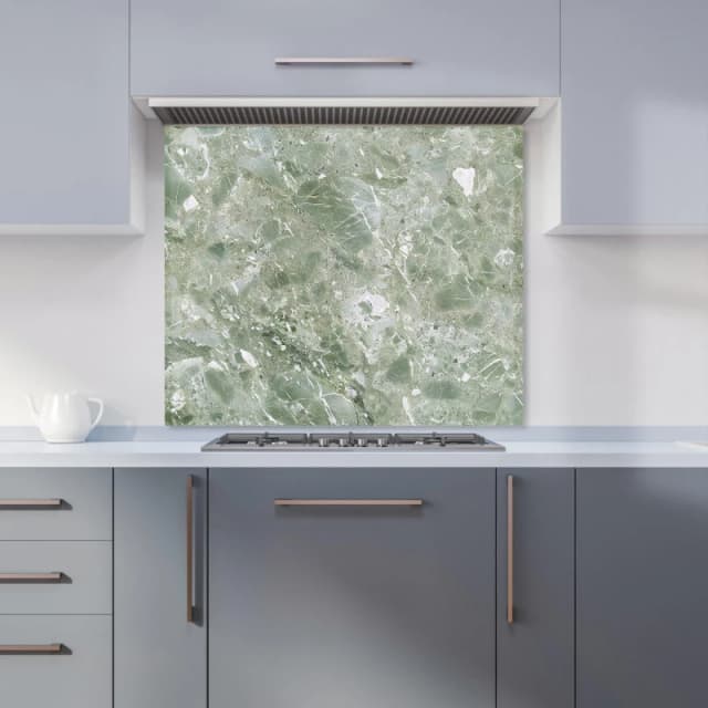 Warren Reed - Designer Polished Sage Green Quartz Effect Kitchen Splashback Size: 600mm x 750mm Green Unisex 600mm x 750mm