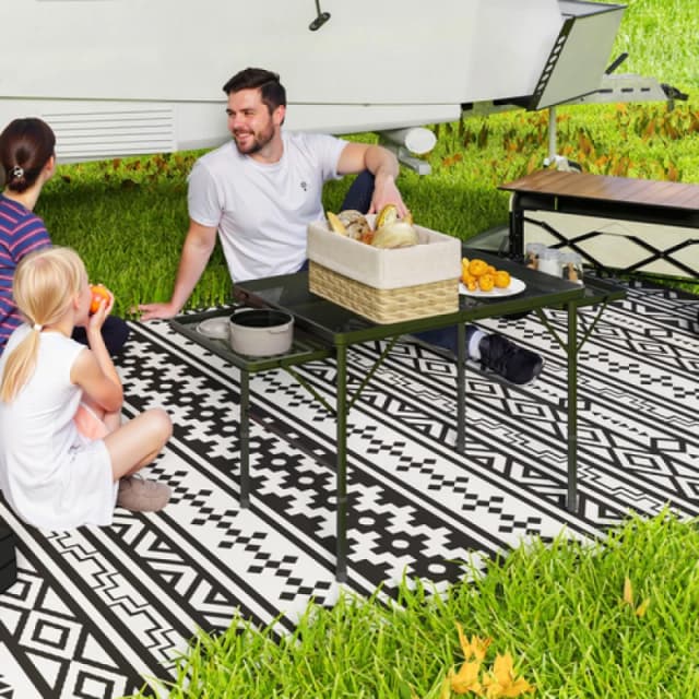 Outsunny 4.5ft Portable Folding Table, Height Adjustable Metal Picnic Table, Black A20-504V00BK