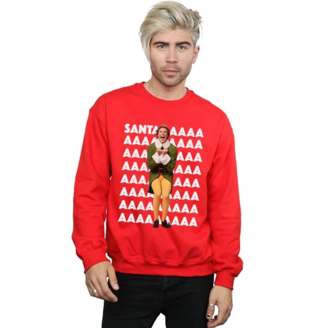 Elf Elf Men Buddy Santa Scream Sweatshirt in Red Size: Small Red S Male 5057736053164