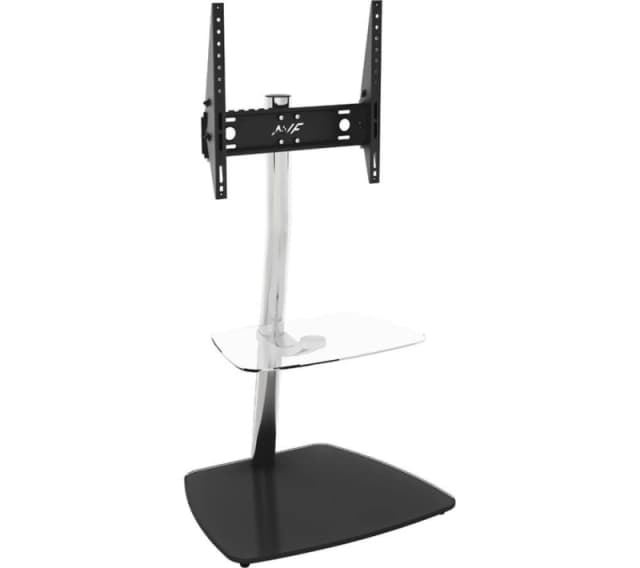 AVF Iseo FSL600ISBC Pedestal TV Stand with Bracket - Black Glass & Chrome, Black,Silver/Grey 5014117980198