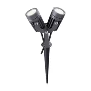 Luminosa Lighting - Twin Spike Light, 2 x 3W LED, 3000K, 420lm, 30 Degree, IP65, Grey, Black