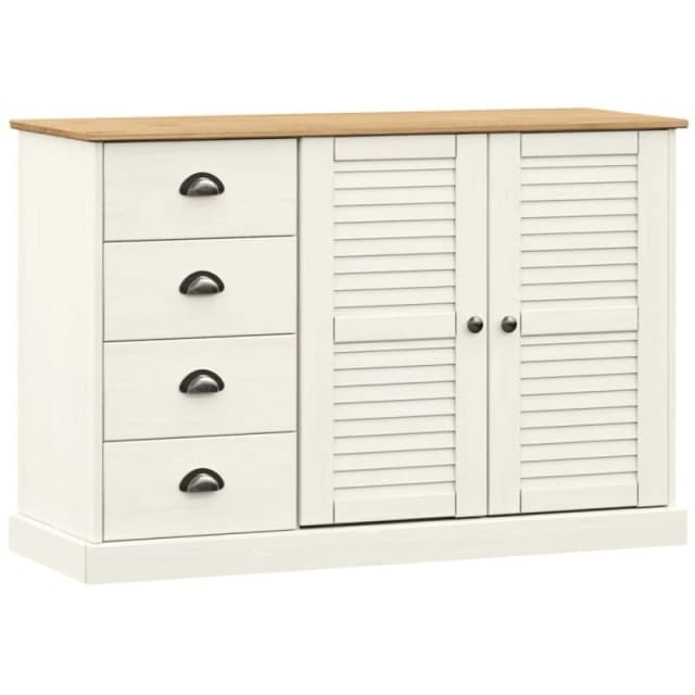 VIDAXL Sideboard with Drawers vigo 113x40x75cm White Solid Wood Pine Vidaxl 8720845846022
