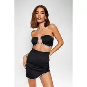 I Saw It First Diamante Curved Hem Mini Skirt Co Ord - Black