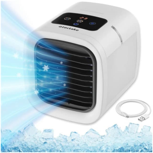 Tectake Portable Air Cooler Frosty With 2 Cooling Levels, 5 Fan Speed Settings And LED Lighting, - White