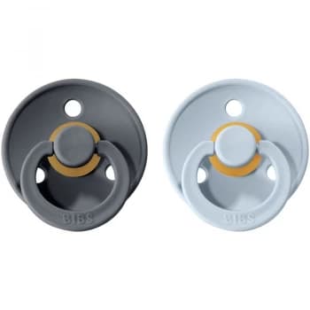 BIBS Colour Natural Rubber 1 dummy Iron / Baby Blue 2 pc