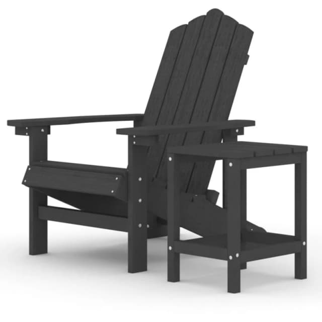 VIDAXL Garden Adirondack Chair with Table hdpe Anthracite Vidaxl 8720286847206