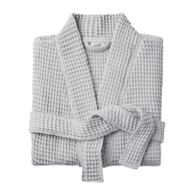 Allure Bath Fashions Unisex Lightweight Waffle Bathrobe, Spa Dressing Gown Kimono - Grey, S/m