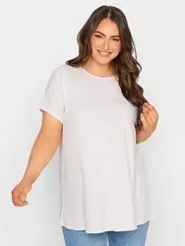 Yours Rib Swing Tee White, Size 18, Women