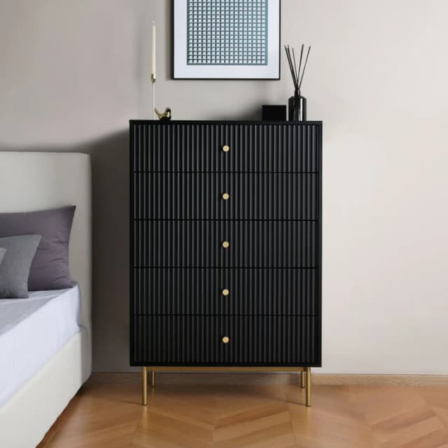 Home Garden Direct Devon - Large Chest of Drawers - Black Unisex