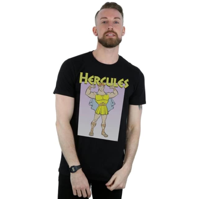 Disney Men Hercules Muscles T-Shirt in Black Size: Small Black S Male 5059276954468