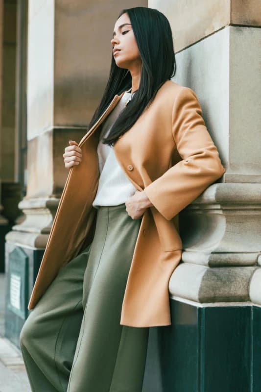 Roman Womens Petite Patch Pocket Buttoned Coat in Camel Size: 16 Camel Female 16