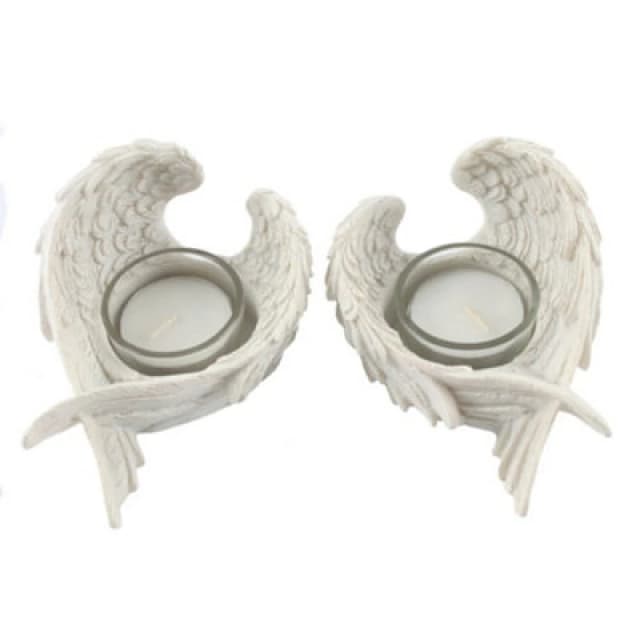 Something Different Something Different Angel Wings Tea Light Holder Pack of 2 in White White One Size Unisex 5059958510135