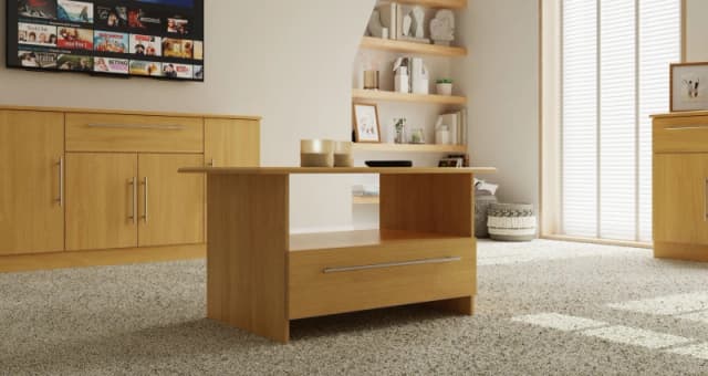 Ready Assembled Oak Effect 1 Drawer Coffee Table (H)495mm (W)40mm